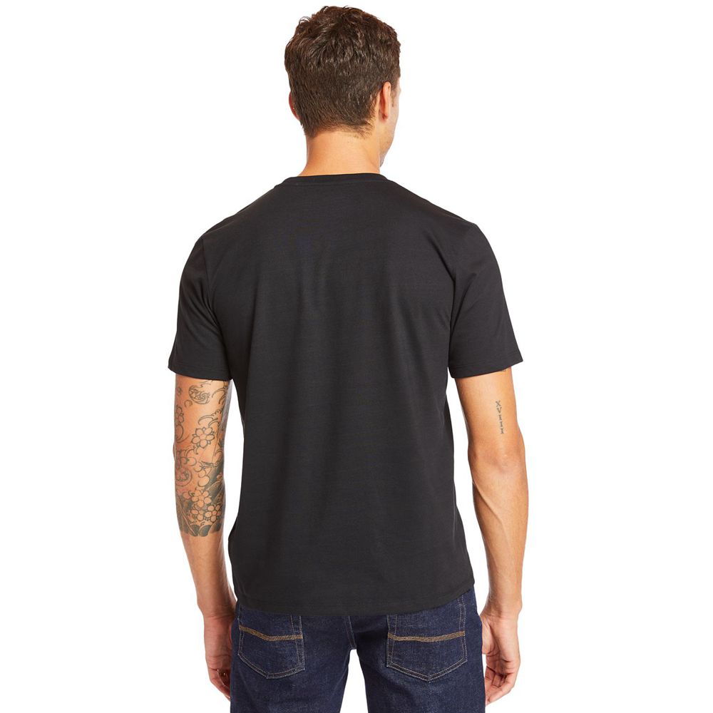 Timberland Mens T-Shirts Mink Brook 3D Embossed - Black - India TU2598631